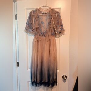 Chicwish Blue and Tan Midi Dress